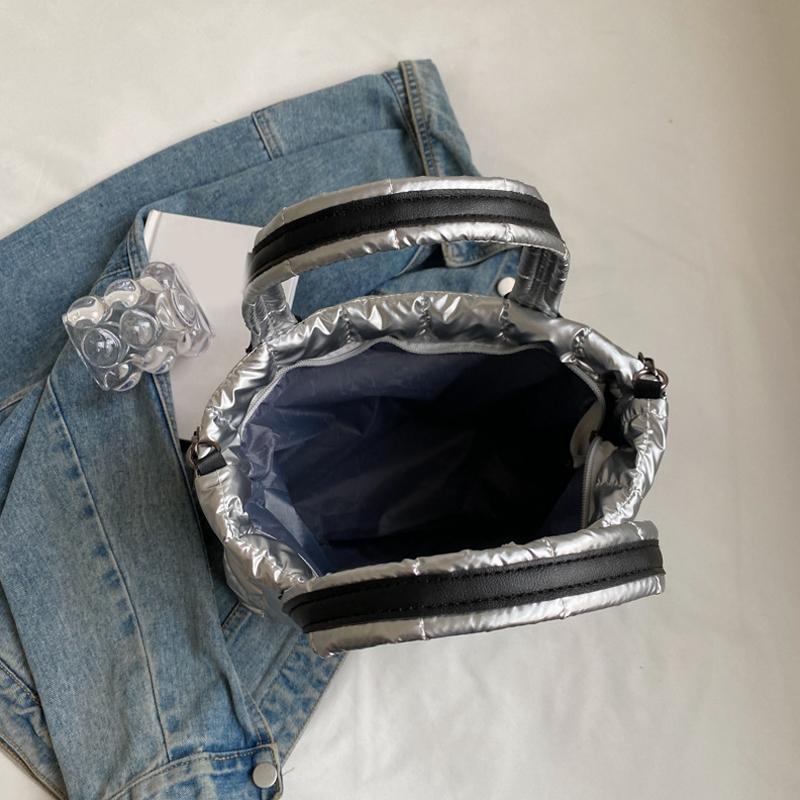 Ny Dame Puffy Tote Bag PU Lakklær Vattert Stor Størrelse Student Laptop Crossbody Bag