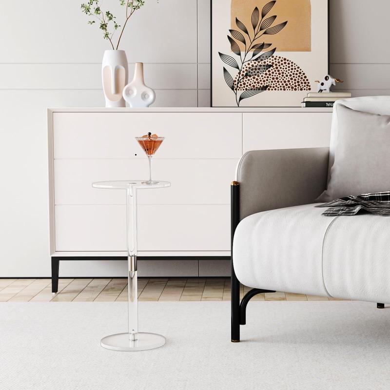 Transparent Coffee Tables Round Acrylic Coffee Table Living Room Center Table Bedside Sofa Tea Tables Portable Home Furniture