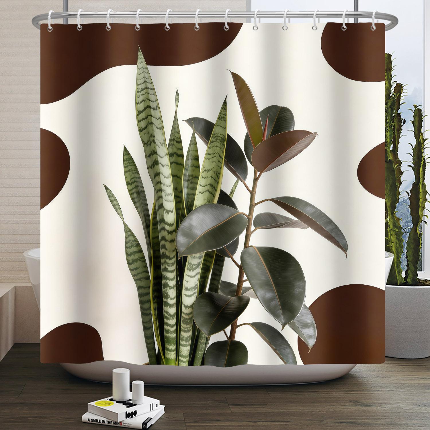 

Watercolour Floral Shower Curtains Autumn Brown Leaf Plants Modern Bath Curtain With Hook Polyester Fabric Home Bathroom Decor W60H190(CM)-1 Pcs