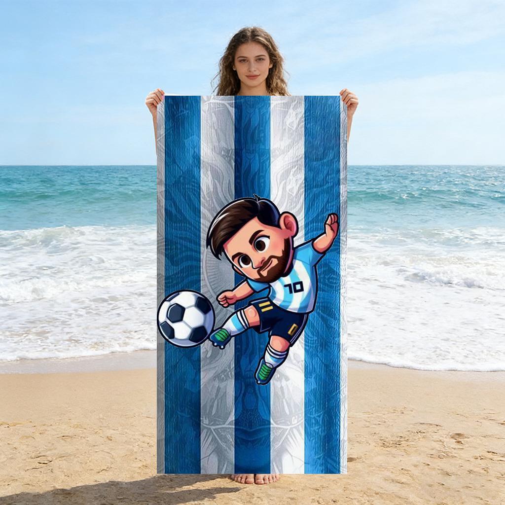 1pc Chibi Messi Beach Towel the 10th Towel Large Quick-drying Towel For Beach Pool Yoga Gym Relax At Home Towel Gift for Friends
