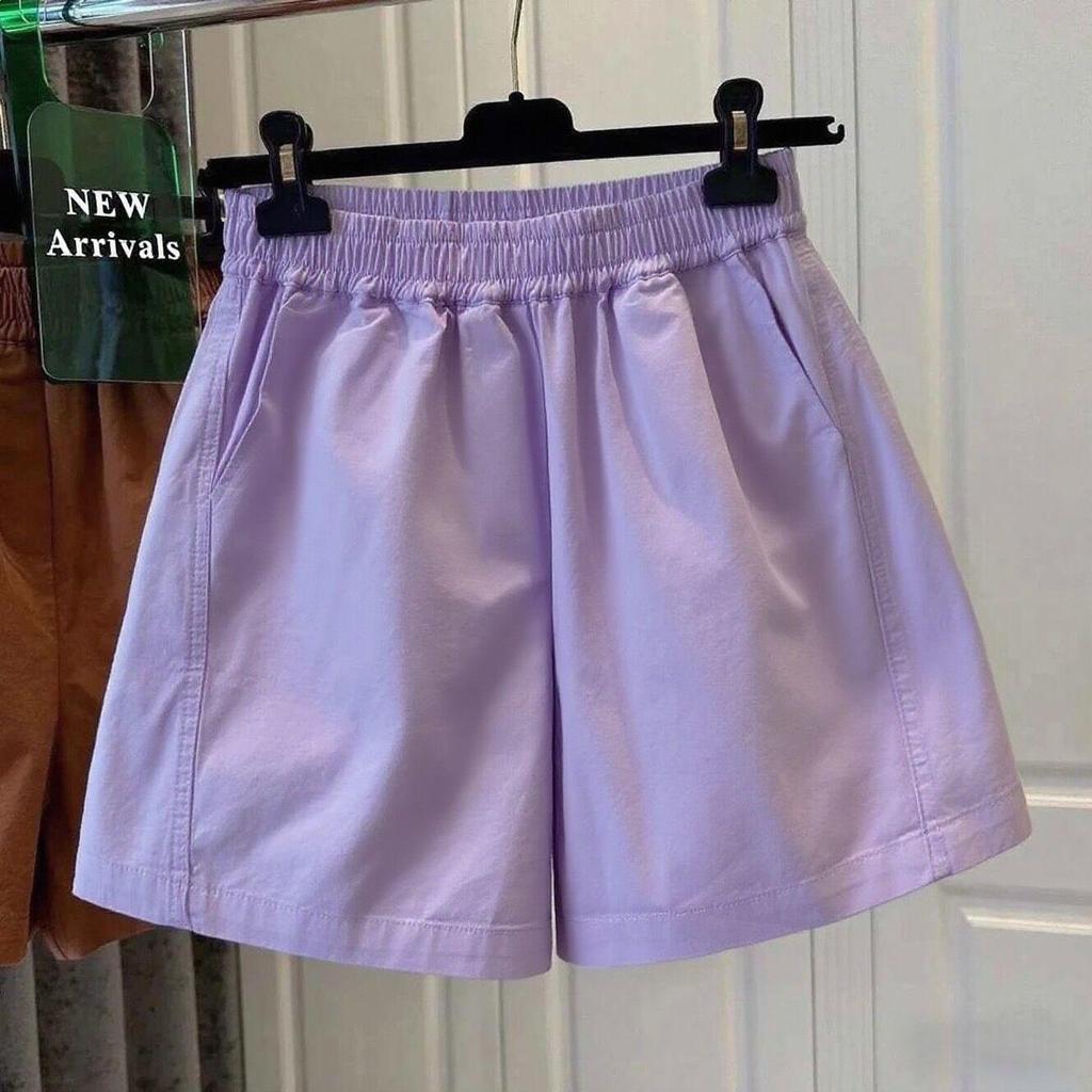 Pure Cotton Korean-Style Summer 2026 High-Waisted Elastic Hot Pants: Slimming, Casual, Pocketed, Thin Shorts