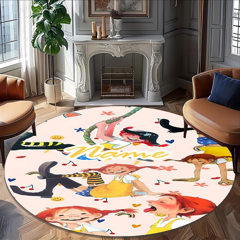 Customizable Pippi Longstocking1 Round Non-Slip Carpet - Ideal for Garden, Picnic, Office, Perfect for Decoration, Suitable For All Seasons
