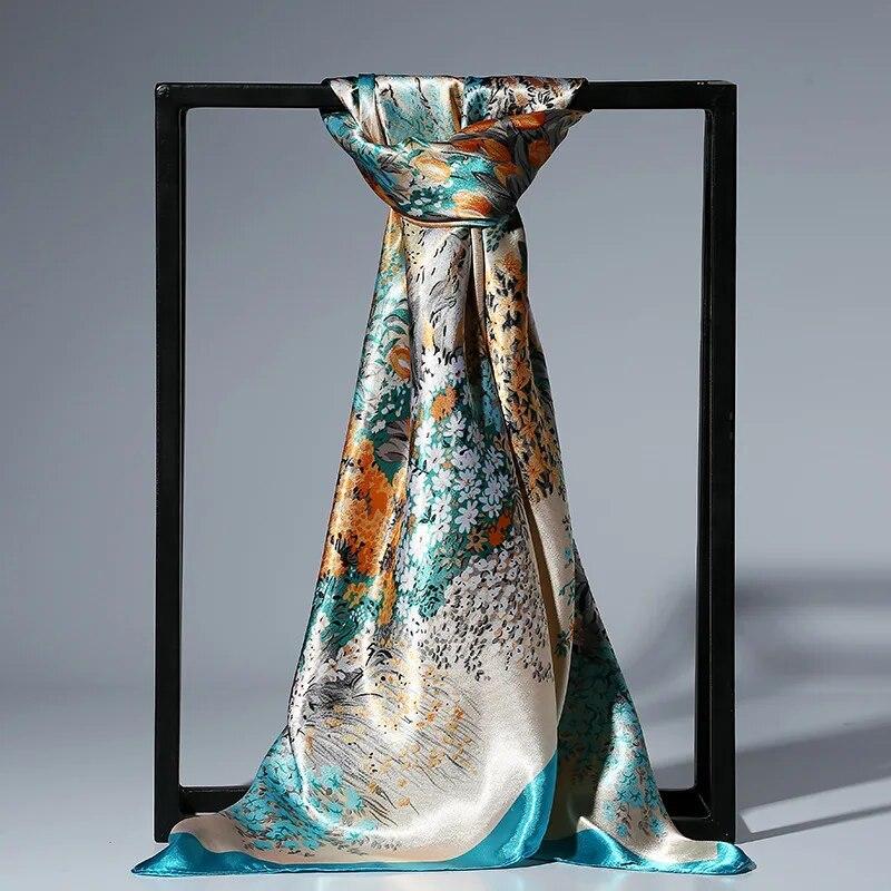 90x90cm Fashion Silk Satin Scarf For Women Headband Square Shawls and Wraps Neck Scarfs EMA