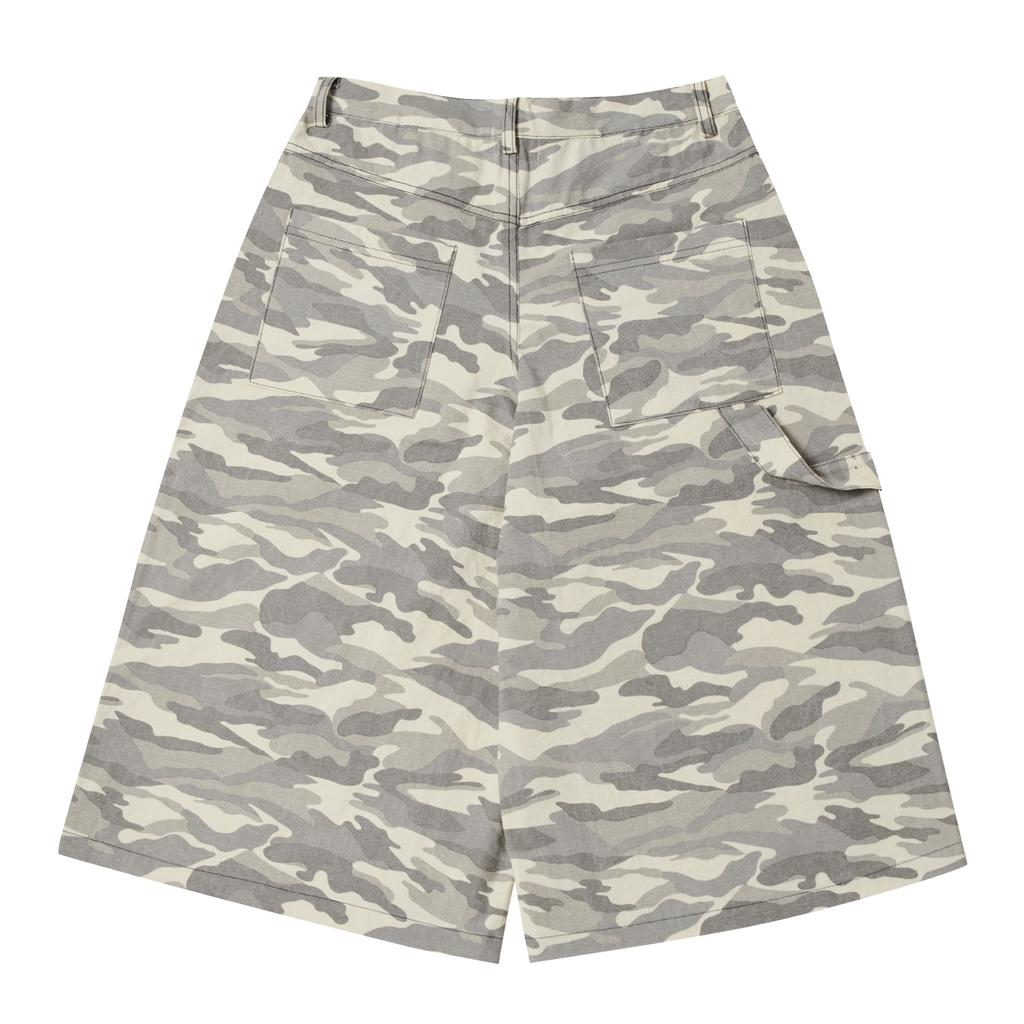 Akesi Double Knee Ripstop Camo Bermuda Pants - Cream