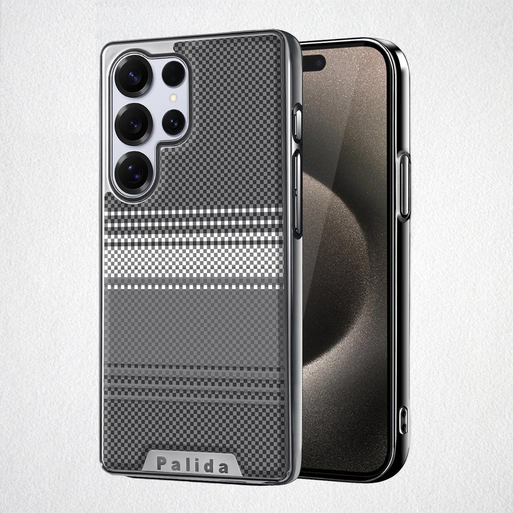 For Samsung Galaxy S25 S25 Ultra S24 S24 Ultra Electroplated Carbon Fiber Texture Magnetic Wireless Charging Phone Case
