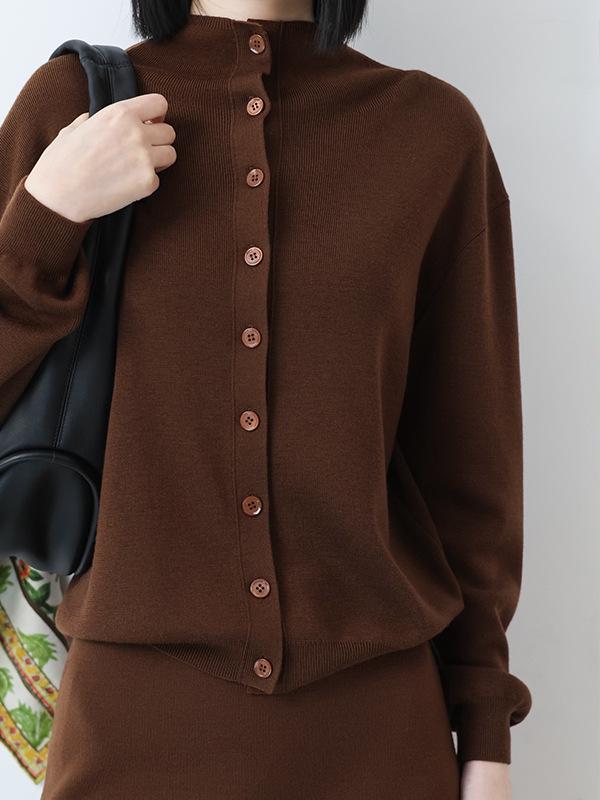 Damen Winter 2025 Pflegeleichter Woll-Cardigan & Langrock Set