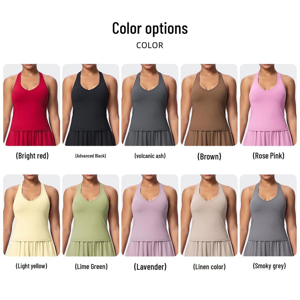 V-Neck Yoga Tank Top with Thin Straps and Stylish Open Back