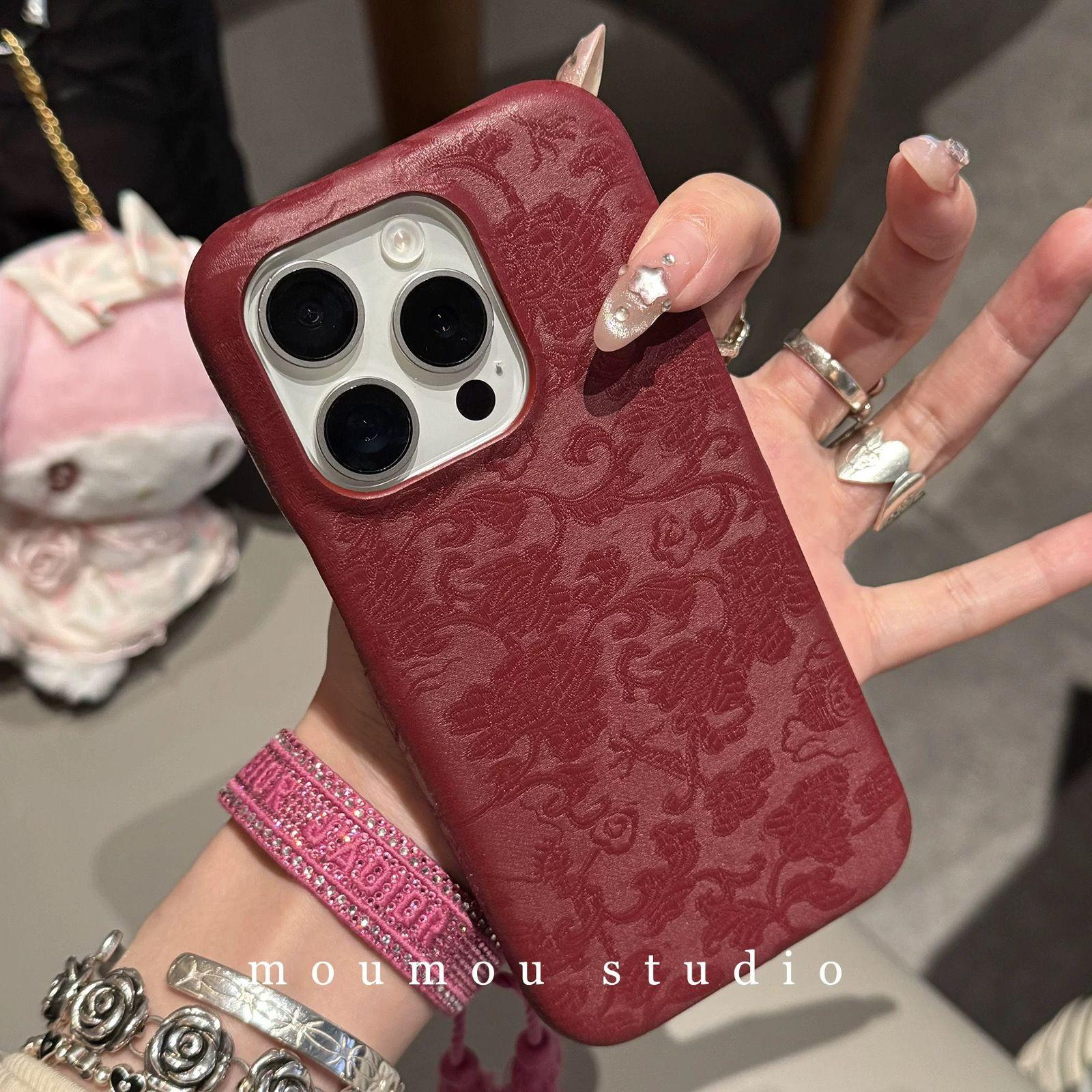 

Чехол для телефона из напечатанного шелка для Apple iPhone 16 Pro Max - Мягкий силиконовый противоударный креативный чехол с полной защитой для iPhone 16Pro/16/15ProMax/15Pro/14ProMax/14/13 Apple 13 вино красного