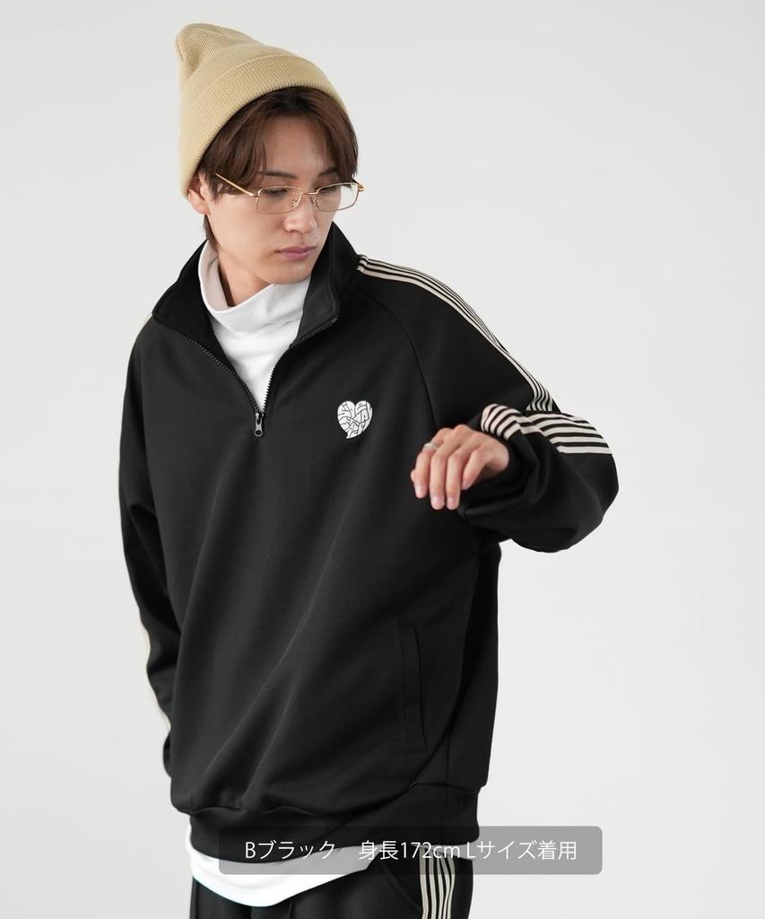 [IMPROVES] [SIDEWAYSTANCE] Embroidered One-Point Line Jersey Long Sleeve Half-Zip Jacket