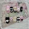 Cute Pink Rabbit Love Bear 3D Star Butterfly Knot Wing Dot Ellipse Fake Nails Birthday Gift Nail Art