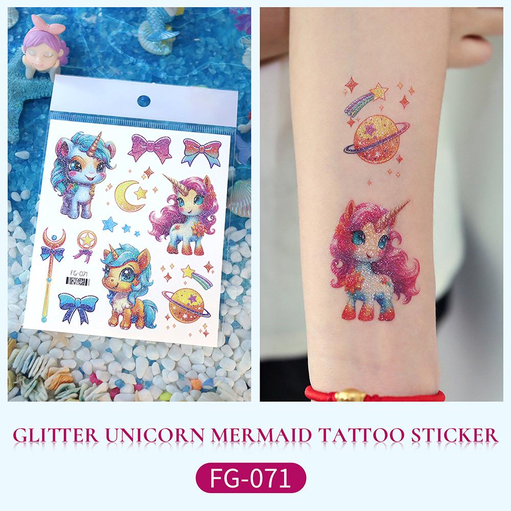Children's Glitter Mermaid & Unicorn Waterproof Tattoo Stickers