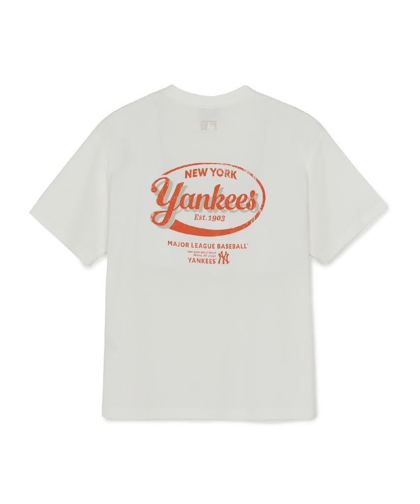 Emelbi Vintage Sportive Cursive Graphic Short Sleeve T-Shirt Ny (Ivory)
