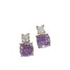 Fashion Versatile Purple Lithium Hui Necklace Purple Diamond Pendant Imported High Carbon Diamond Stud Earrings Ice Flower Cut Ring Color Treasure Set