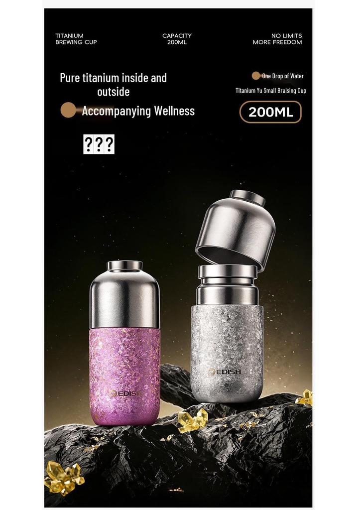 Doppelwandiger Isolierbecher aus reinem Titan - Kompakt, tragbar und stilvolle Geschenkoption