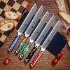 WILDMOK Damascus Serrated Steel Bread Knife, 8 Inches Serrated Bread Knife, Ergonomic Full Tang Resin Handle