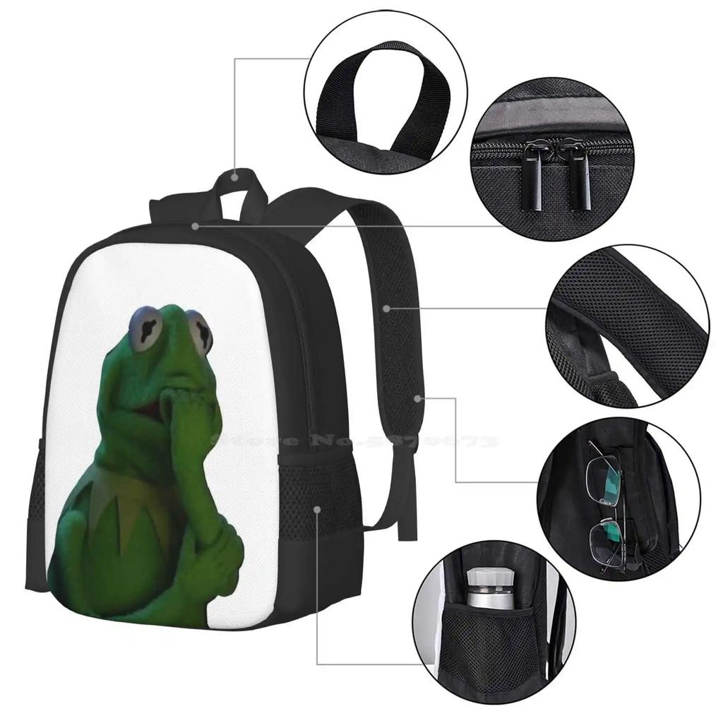 School Bag Big Capacity Backpack Laptop The Frog Meme Tumblr Funny Movie Png Cute