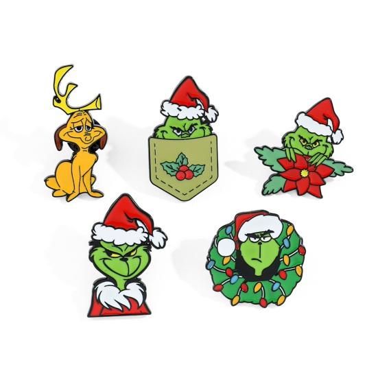 Christmas Brooch Cartoon Figure Shape Anti-slip Polished New Year Party Coat Collar Bag Scarf Hat Decoration Clothes Pin Clothing Jewelry