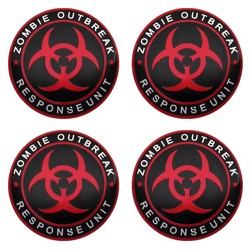 4PCS 56MM 60MM Zombie Outbreak Emblem Wheel Center Hub Cap Car Rims Dust-proof Cover Hubcaps Sticker Auto Styling Accessories
