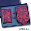 Men's Black Striped 3-Piece Gift Set: Hand-Tied 8cm Tie with Pocket Square & Cufflinks