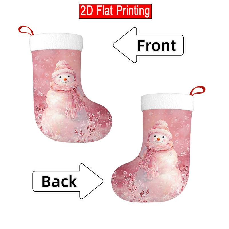Christmas Decoration Fireplace Hanging Stocking 1pc Christmas-Themed Design Featuring a Snowman And Snowflakes, Suitable