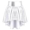 Girls Elastic Waist Ruffle Dance Skirt Bronzing Cloth Irregular Hem Stylish Performance Skirt