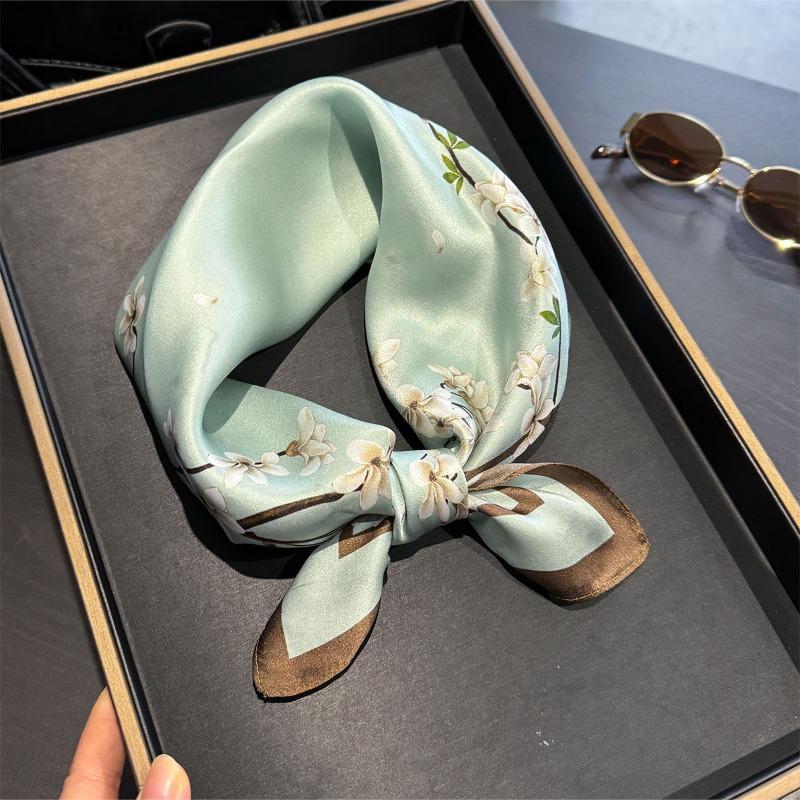 New spring/summer small square scarf - printed chinese style mulberry silk scarf - multi-purpose bag tie