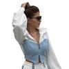 Women's European and American Style Patchwork Hooded Sweatshirt and Pants Set