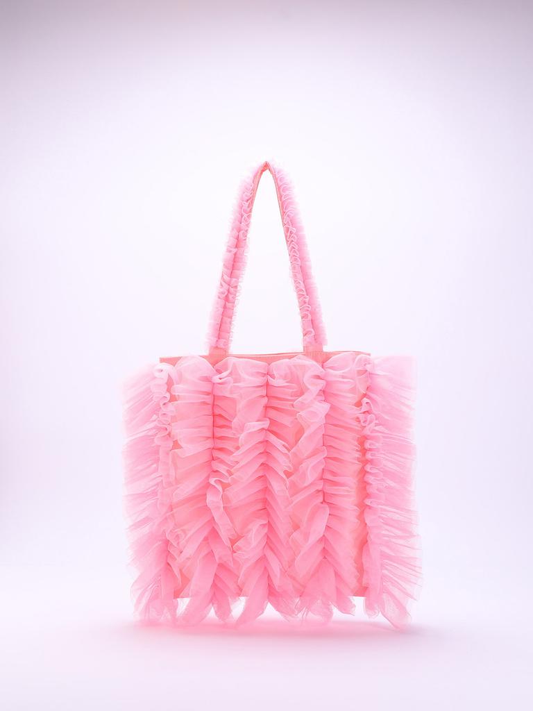 Lace Tote Bag For Women With Frills And Tassels Soft Shoulder Purse For Daily Use