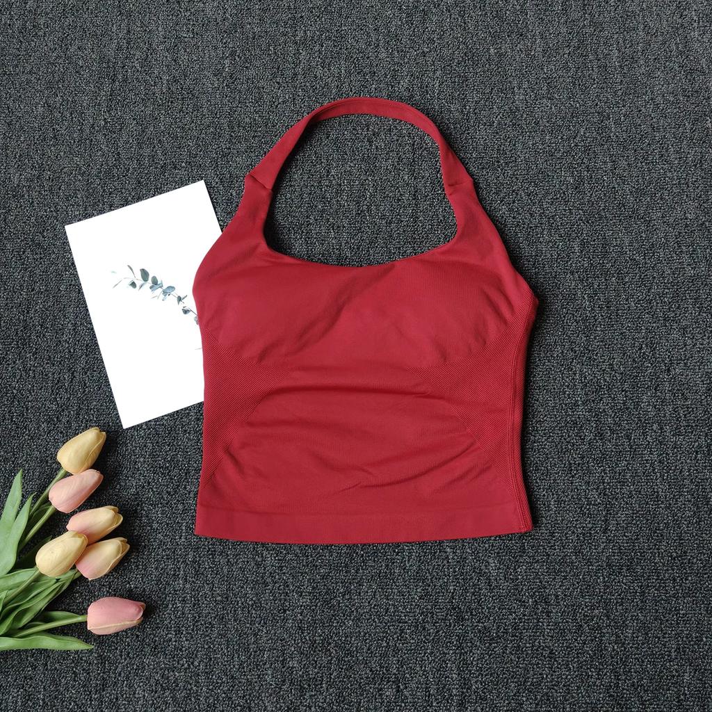 Women's Square Neck Deep Open Back Halter Bralette - Thick Straps, Slim-Fit, Removable Pads, Outerwear-Friendly