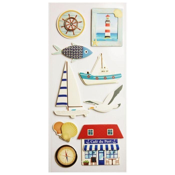 Autocollants en relief à dorures - Bord de mer