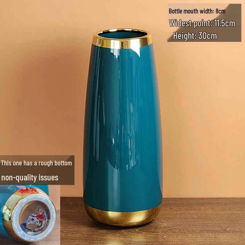 Emerald Green Ceramic Waterdrop Vase with Gold Rim