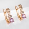 Rose Gold Color Drop Earrings For Women Elegant Fashion Pink Natural Zircon Accessories Daily Matching Jewelry