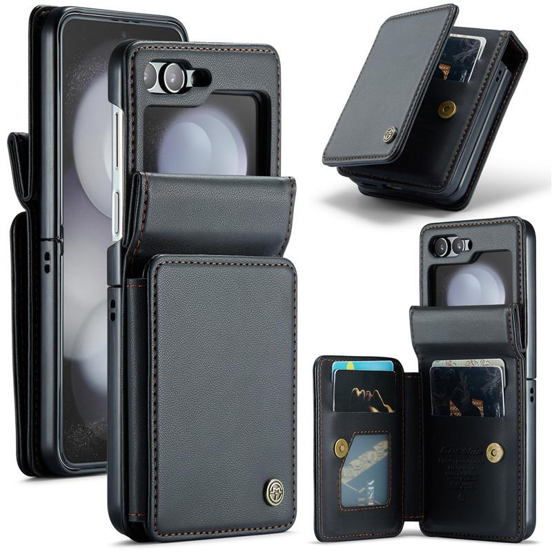 EUCAGR Luxury Magnetic Wallet PU Leather Case for Samsung Galaxy Z Flip 5 6 7 Card Solt Holder Pocket Cover for Galaxy Z Flip7 5