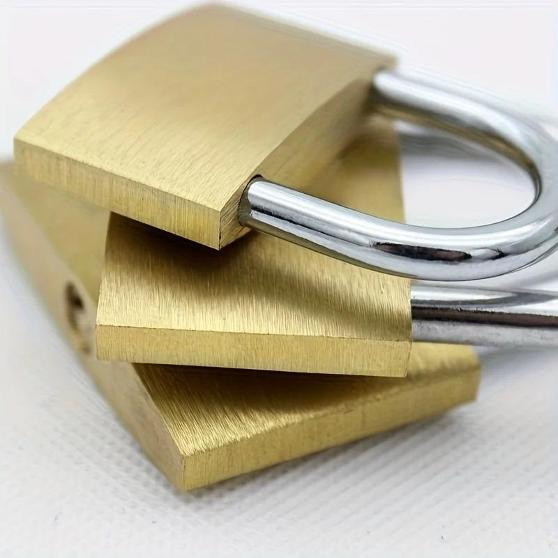 2/4pcs Brass Padlock, Keyed Different, 20mm Wide Brushed Finish Short Harden Shackle, Waterproof Rust-Proof Door Lock Short Beam