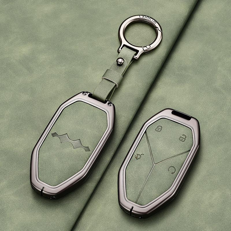For BYD Formula Leopard 5 8 3 Ti3 Car Key Case Zinc Alloy Leather Key Shell Fob Cover Protection Keychain Holder Car Accessories