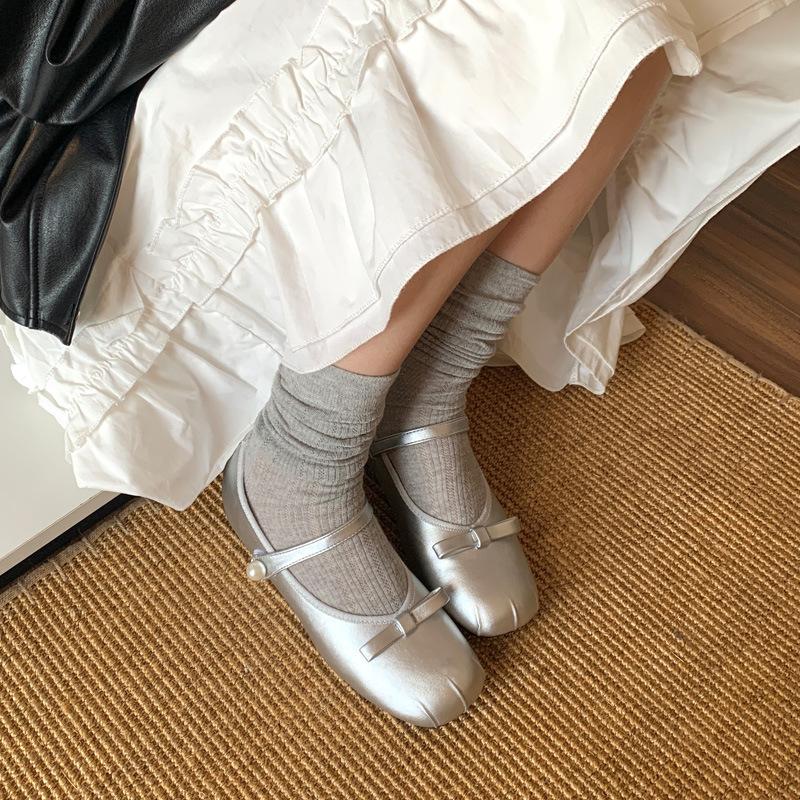 2025 early spring new fairy style with skirt retro Mary Jane shoes women silver inner height increase word belt single shoes women