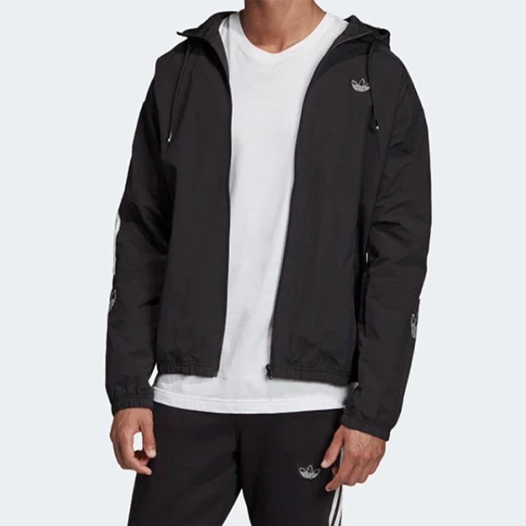 adidas Originals Trefoil Casual Sport Zip Hoodie Men Jackets Black ED4688