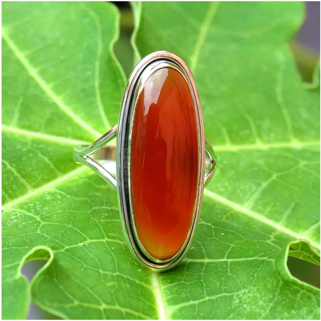 Carnelian 925 Sterling Silver Ring – Handmade Gemstone Jewelry