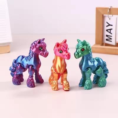 2026 Cute Movable Joint 3D Printed Pony Statue Relief Sensory Toy Home Office Desktop Decor Children's Day Gift
