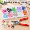 Metal Snaps for Pet Accessories 9.5mm Snap Button Kit with Pliers, 200 Sets 100 Fasteners, DIY Clothing Repair 5-Claw Buttons in 10 Colors Fabric,