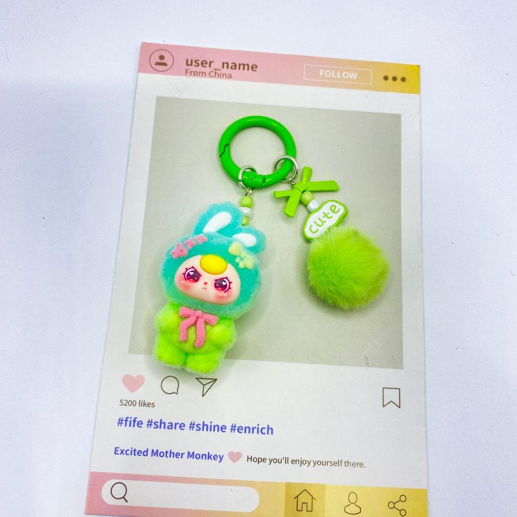 Flocking Gradual Change Standing Baby Three-year-old Cute Grain Doll Small Gift Bag Pendant Car Keychain Cute Baby