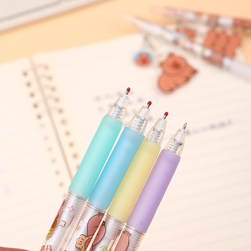 36Pcs with Box Kawaii Capybara Pendant Gel Pen Cute 0.5mm Black Ink Neutral Pens Promotional Gift Office School Supplies Oliday Gift Novelty Statio