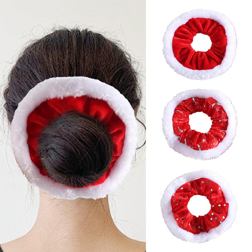 Snow New Year Hair Scrunchies Velvet Plush Women Hair Ring Christmas Hair Rope  Party Accessories