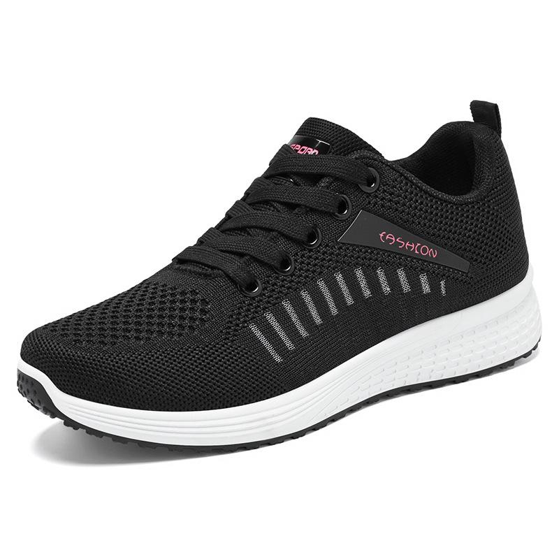 Women's shoes, sports shoes, new fly-woven mesh running shoes, lace-up simple shoes, women's breathable soft-soled single shoes