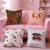 Merry Christmas Home Decoration Cushion Cover Plush Fabric Soft Double-Sided Printed Sofa Warm Winter Home Gift Pillow Cover