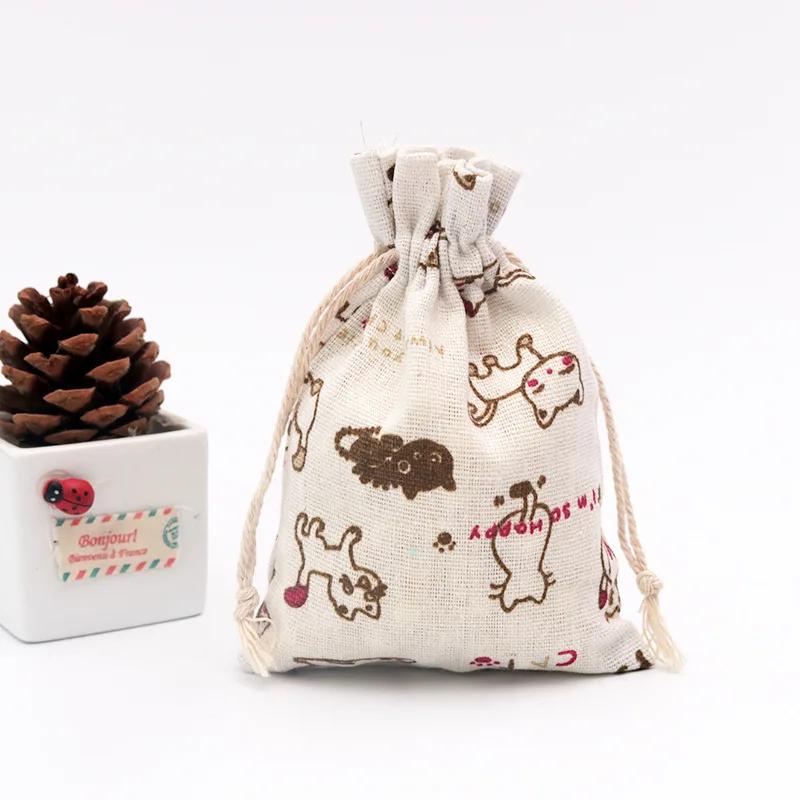 (10x14cm) Cute Cartoon Travel Storage Bag Cotton Drawstring Bag Pouches Candy Favor Holder Jewelry Party Gifts Bag 10pcs/lot