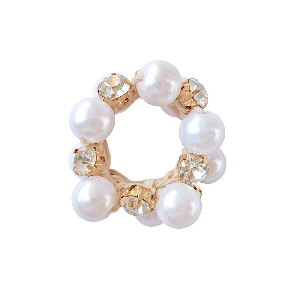 1pc/3pcs Fashion Hair Accessories Women's Pearl Hair Rope Coiled Hair Versatile Ponytail Ring Elastic Water Diamond Leather Band