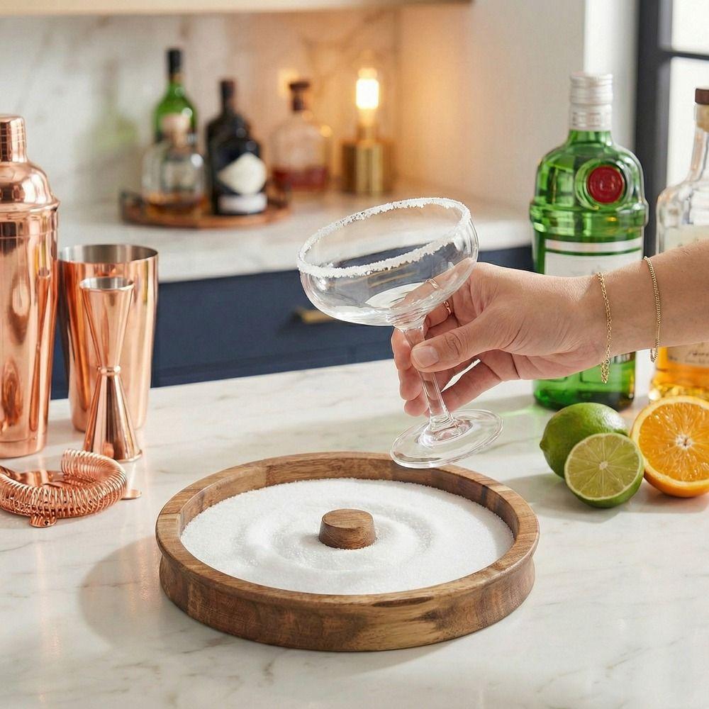 Wooden Seasoning Dish Portable Cup Salt Rimmer Juice Garnish Tool Sugar Edge Box  Bartender Tool