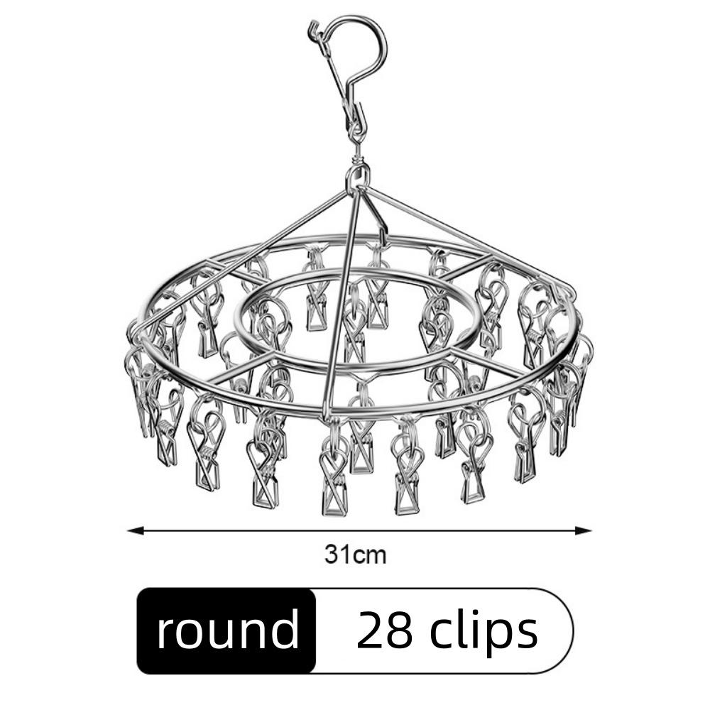 Stainless Steel Laundry Drying Rack With Multiple Clips For Socks Underwear Home Dorm And Outdoor Use Not easy to fall off