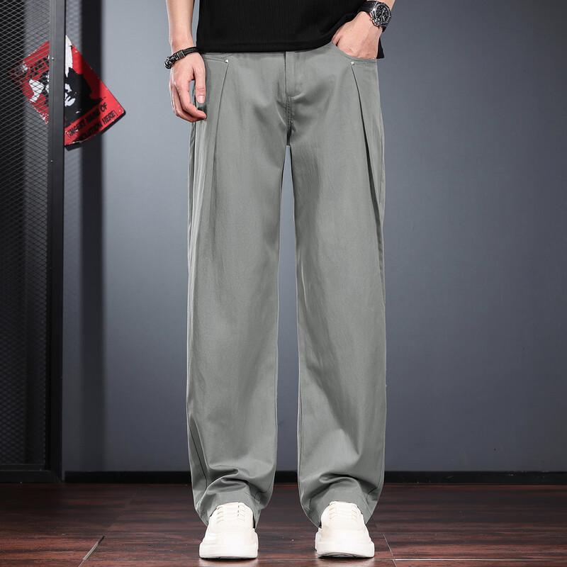Jie Leinuo Men's Casual Wide-Leg Straight Trousers